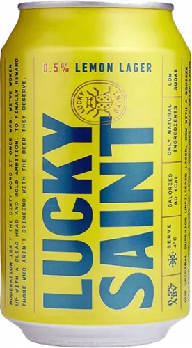 Lucky Saint Lemon Non Alcoholic 0.5% Lager Cans 24x330ml